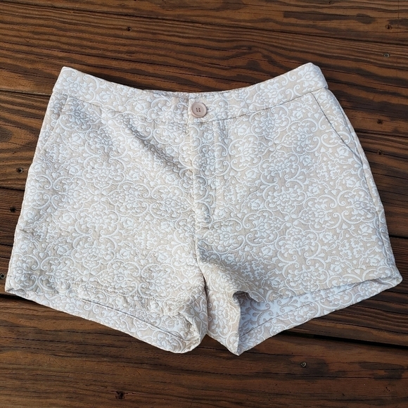 TRIXIE & LuLu Shorts High Waist 7/8 Tan&Cream EUC Like NWOT - Picture 1 of 11